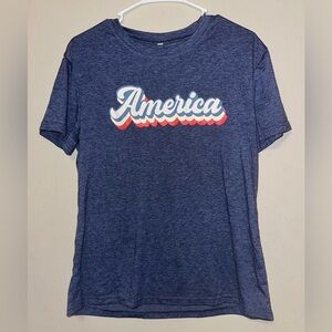 Simply‎ Sage Market Women's Size M Vintage America Short Sleeve Graphic Tee Blue